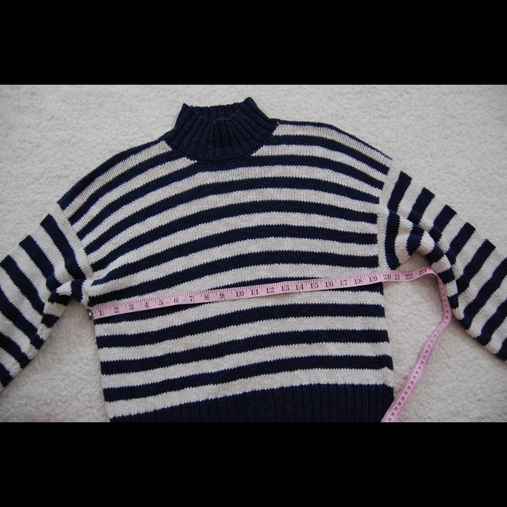 Eskander Striped mock neck linen sweater navy blue - Picture 5 of 5